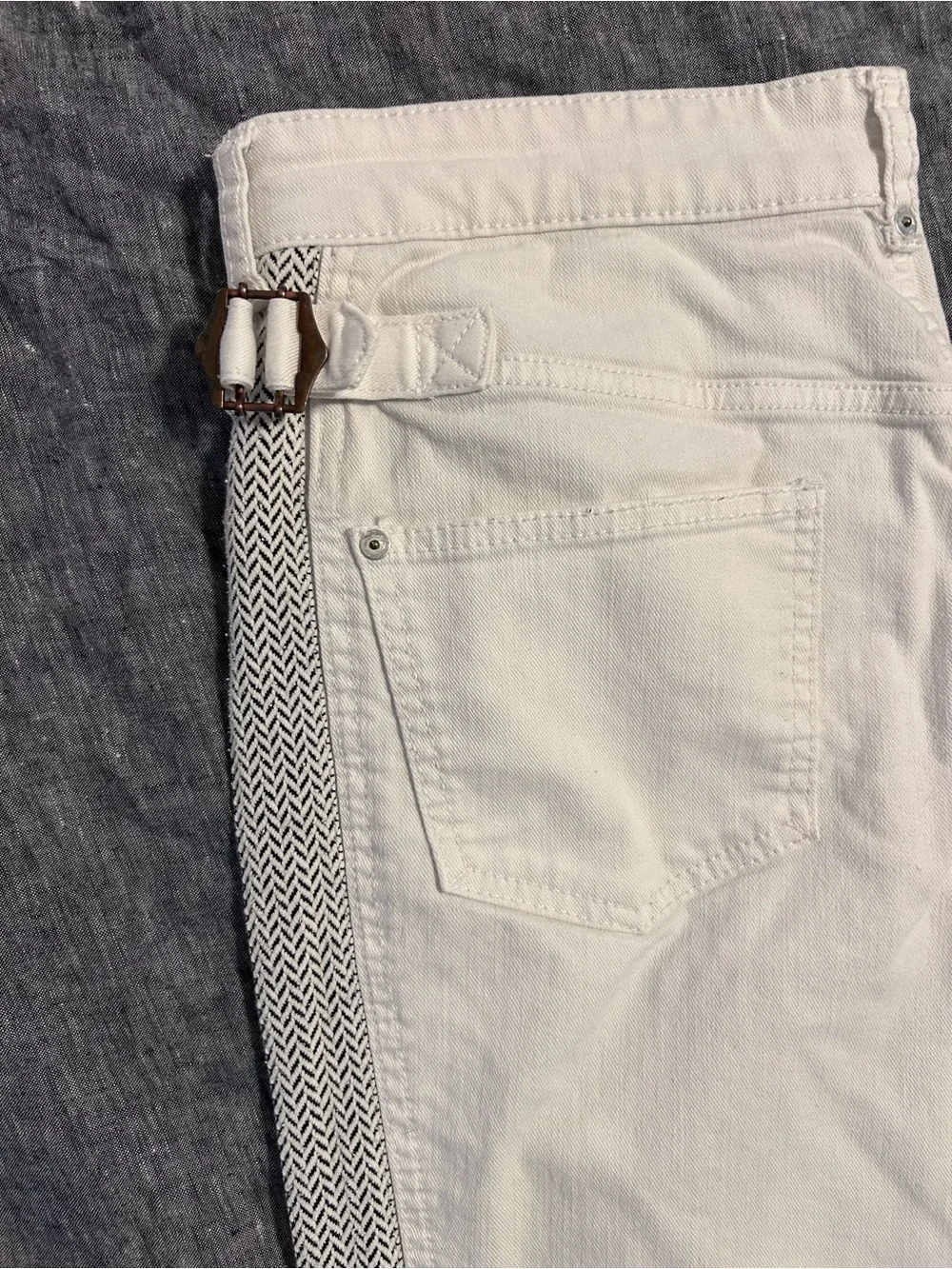 Pilcro and the Letterpress Off-White Straight-Leg Chinos with Herringbone Detail